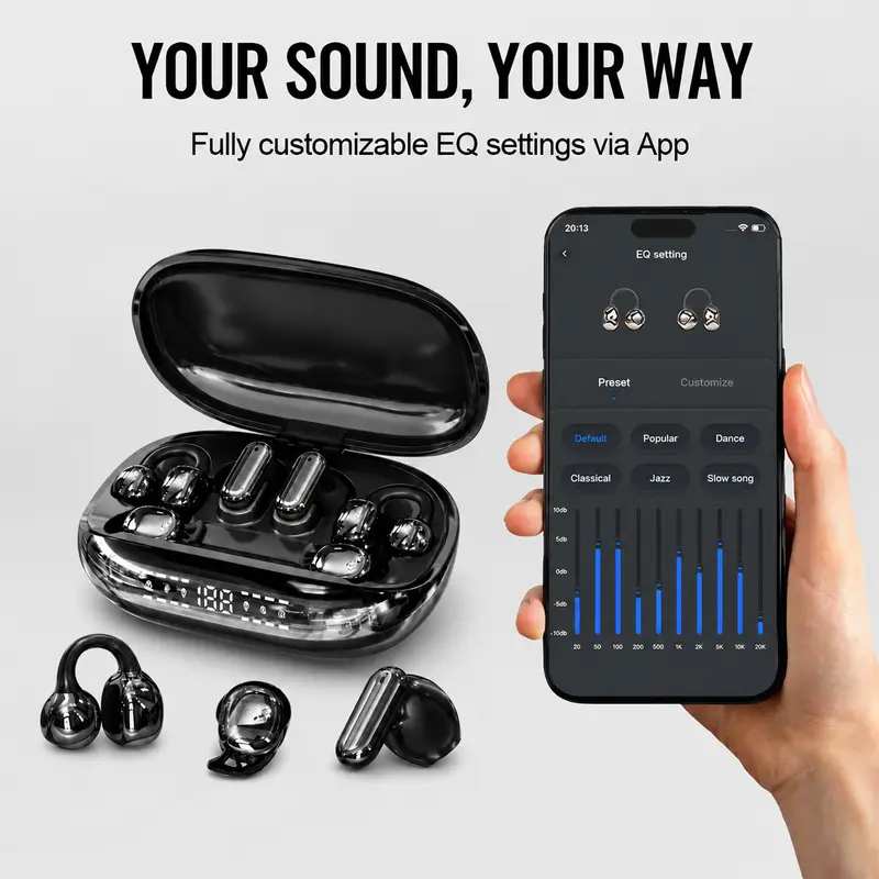 3-in-1 Wireless Electronic Headphones (6 Pieces: Sleep, In-Ear, Clip-On), Black-GT699S, Water Proof, IPX5 Rated, Sports-Secure Fit, Chargeable with Reverse Charging, Sleep Aid, Compatible with Android & iOS Cellphones
