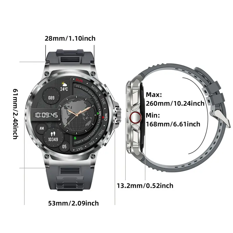 Men's Outdoor Sports Tracking Wristwatch, Step Tracker Watch, Sports Smart Watch, 1.85 Inch Round Screen, 710mah Battery Life, Ip67 Waterproof, Bluetooth-compatible, Compatible with iOSandroid, Sports Tracking Smartwatch