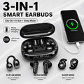 3-in-1 Wireless Electronic Headphones (6 Pieces: Sleep, In-Ear, Clip-On), Black-GT699S, Water Proof, IPX5 Rated, Sports-Secure Fit, Chargeable with Reverse Charging, Sleep Aid, Compatible with Android & iOS Cellphones
