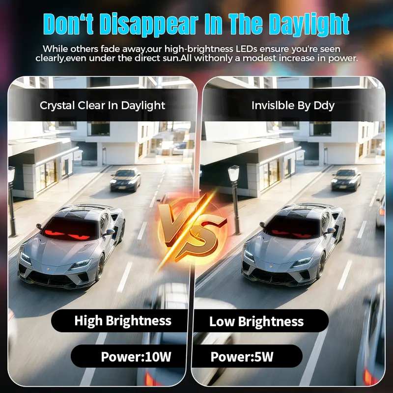 Devil's Eye High-Brightness LED Windshield Display, 15*4''/23*5'' Programmable LED Matrix Panel, Ojos Led Para Carro, USB-Powered with Remote & App Control for Sedans, SUVs & Medium Trucks