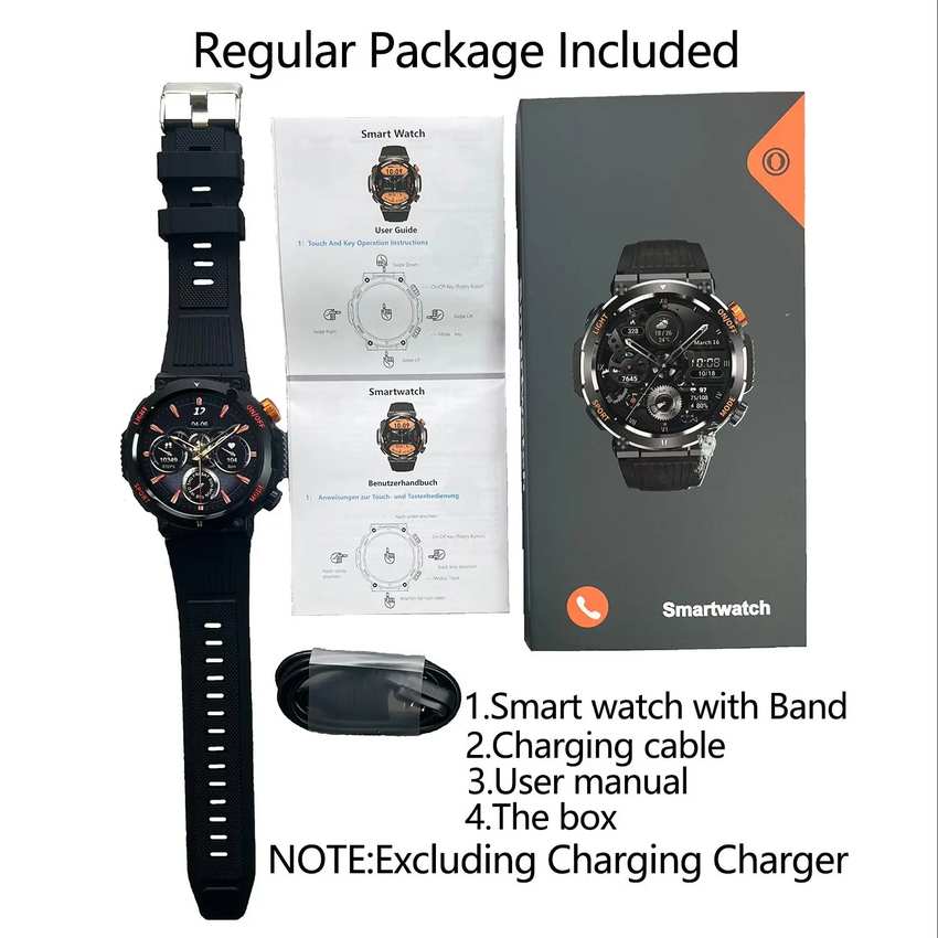 Military Smartwatches (Call Reception/Number Dialing) with LED Flashlight 1.46-inch High-Definition Outdoor Tactical Strong Smart Watch for Sports and Fitness Tracking, Weather , Information Push Voice Assistant, Clock Display Suitable for IOS and Android