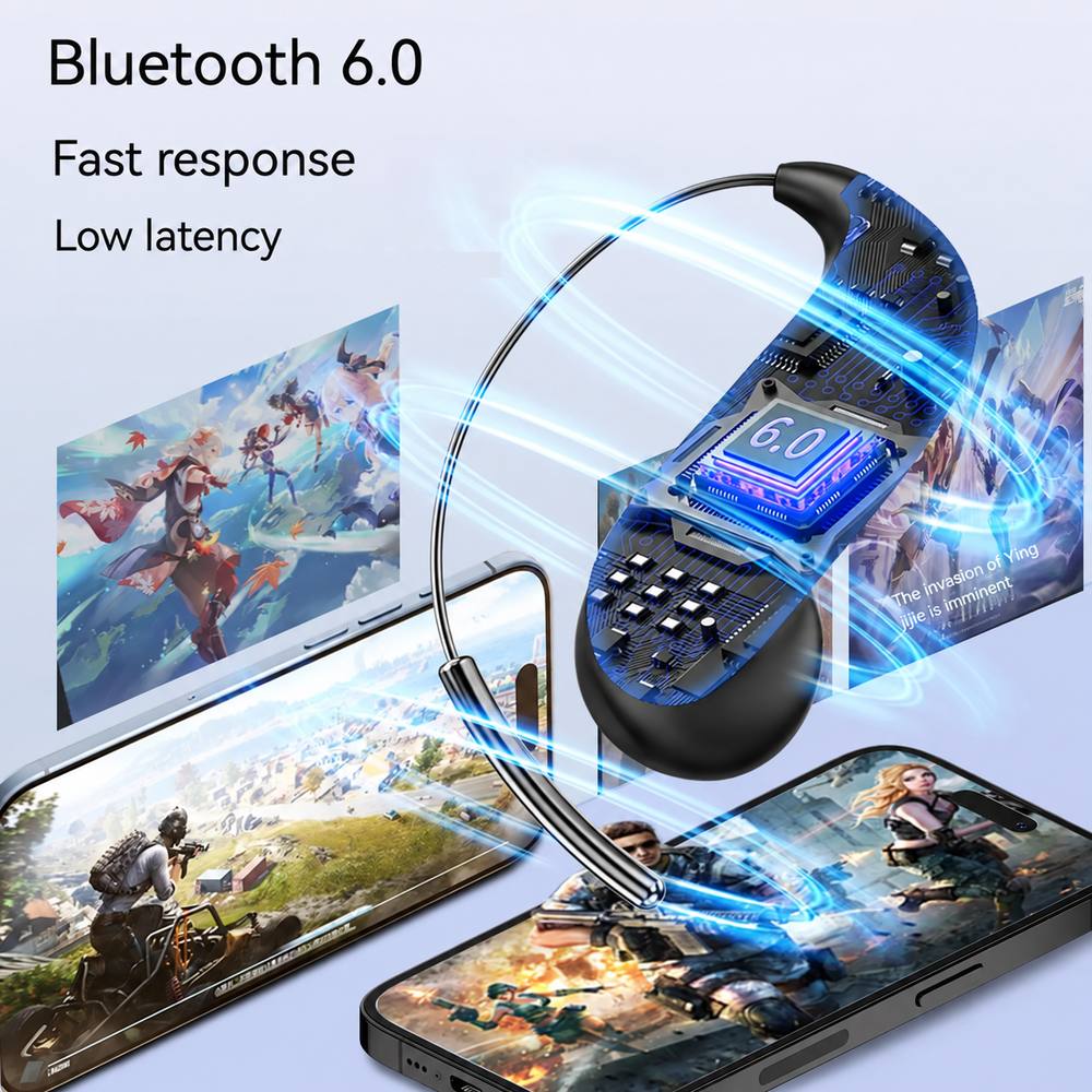 Monster Smart Wireless Bluetooth 6.0 Earbuds - 0-Gravity Titanium Ear-Hook, Noise Cancelling, 145H Playtime, Light Weight Audio Electronic Headphones, Waterproof & Sweatproof Smart Wireless Headset for Gym