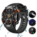 Military Smartwatches (Call Reception/Number Dialing) with LED Flashlight 1.46-inch High-Definition Outdoor Tactical Strong Smart Watch for Sports and Fitness Tracking, Weather , Information Push Voice Assistant, Clock Display Suitable for IOS and Android