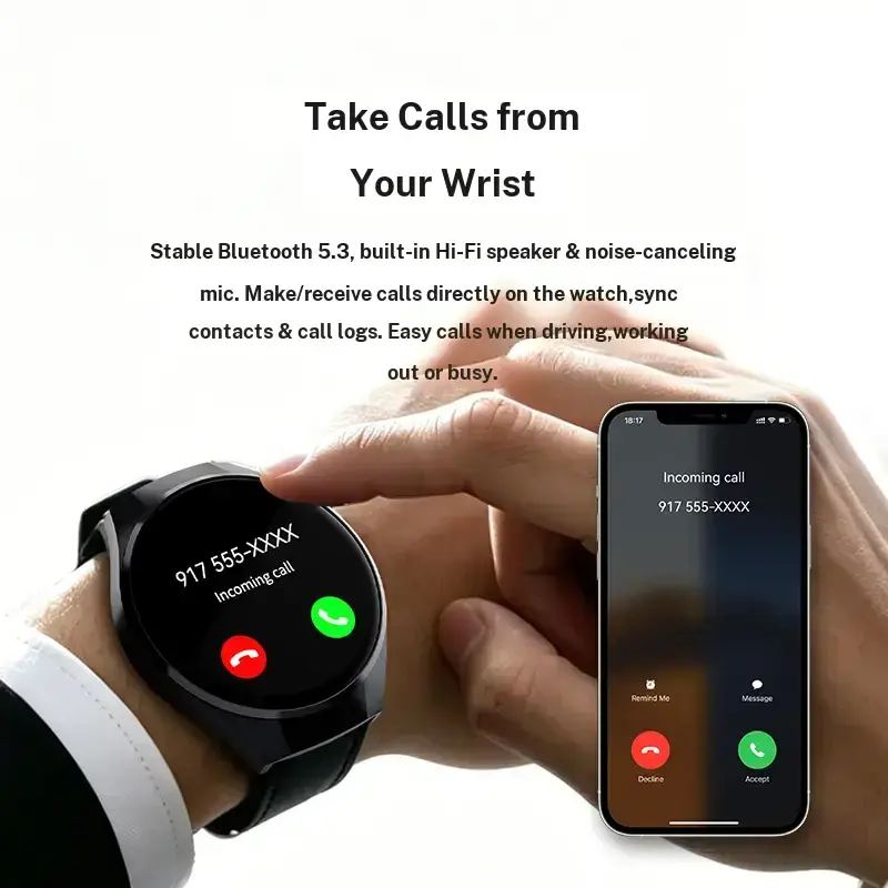 Wireless Waterproof Smartwatch for Men and Women - 4 Bands, Bluetooth Calling, 7-Day Battery, IP68 Waterproof, Heart Rate Sleep Monitor, UV Light Camera, Phone Android Compatible, Daily Wea
