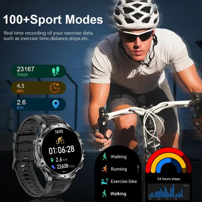 1.85-Inch Large-Screen Smartwatch with Call Answering, Calling, and Message Reminders, Wireless Multifunctional Smart Watch with Spare Silicone Band and Multiple Sports Modes for Men