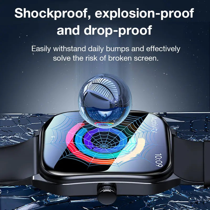 Silicone Smart Watch - Business Style Wearable Device, 2.01" HD Curved Touchscreen Smartwatch, Bluetooth Calling, AI Voice Assistant, IP68 Waterproof, 100+ Sports Tracking Modes, Health & Fitness Tracker, Android & iOS Compatible, Father's Day Gift