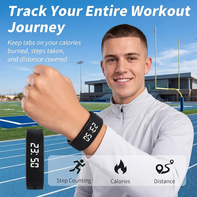 Fitness Tracker with Silent Alarm, Waterproof Band, Step Counter, Built-in USB Plug - No Cables Needed, Ideal for Gym & Travel