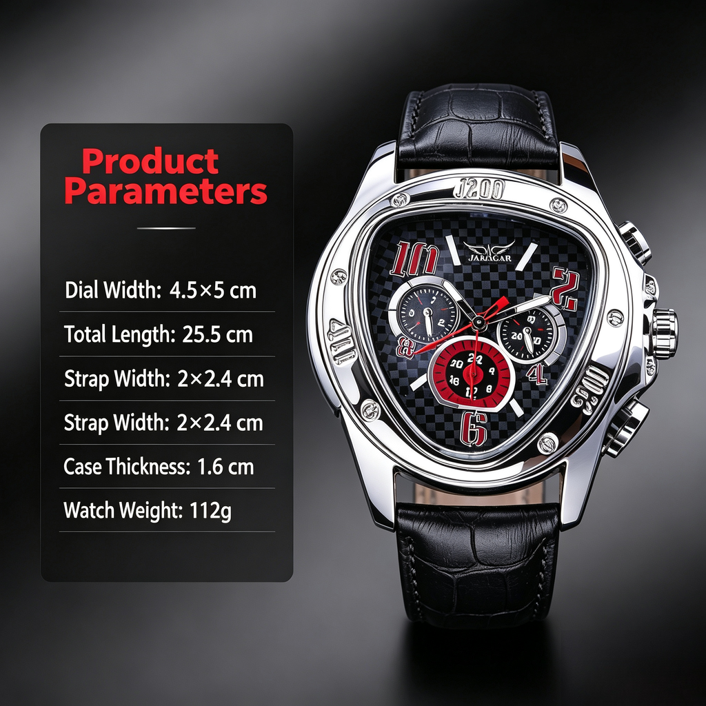 JARAGAR Men's Fashion Casual Heart-Shaped Triangle Automatic Mechanical Watch