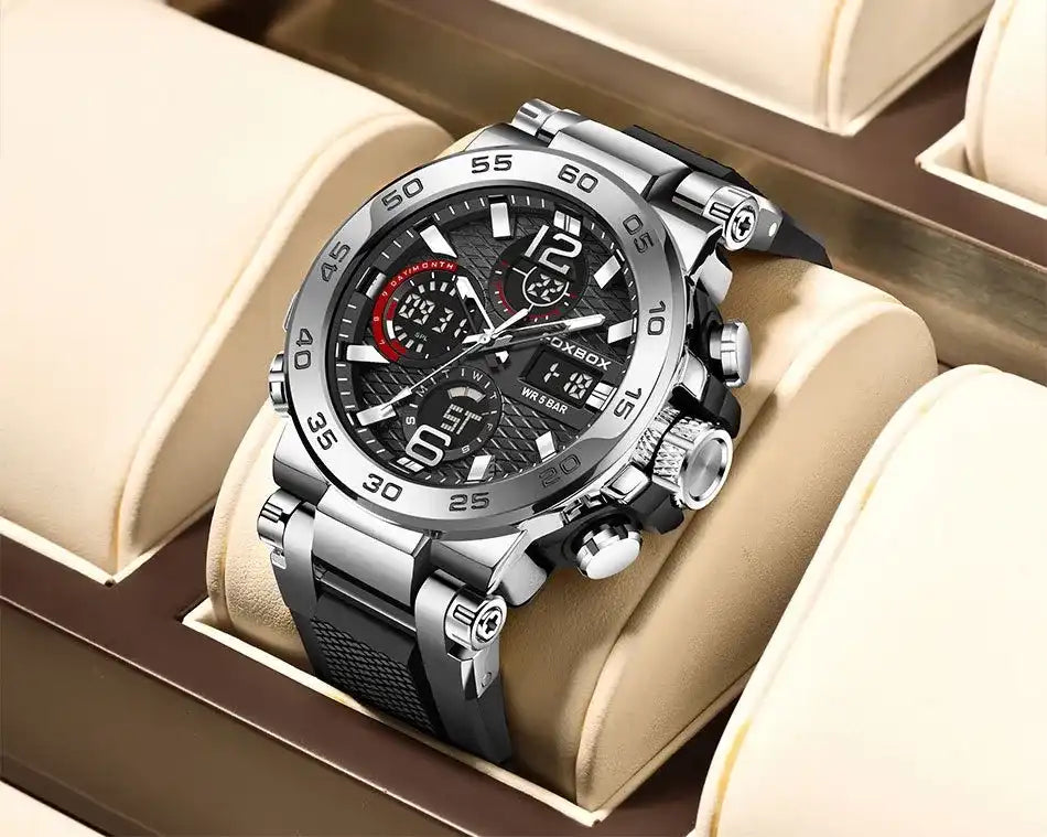 Men's Business Fashion Digital Watch As Gift, Durable Watch for Party, Daily Clothing Decor, Fashionable Digital Watch, Summer 2026 Trendy Multifunctional Watch for Birthday Gift with Box, Business Fashion Watches