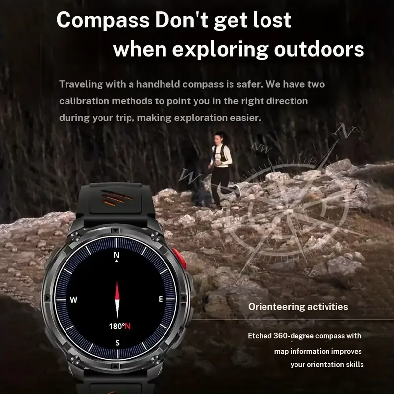 2026 Manly Style Sporty Tech Smart Watch with LED Lights - Men's Accessories, Cool Gadgets, Wireless Calls, Message Reminders, Voice Assistant, Weather Push, Stopwatch Timer, Unique Gifts for Man Compatible with iPhone & Android, Back to School Haul