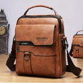 WEIXIER Men's PU Leather Multifunction Messenger Crossbody Bag - Retro Street Vibe, Large Capacity, Adjustable Strap, for Business Travel, Men's Accessories, Birthday Gifts for Him, Thoughtful Mens Gifts for Boyfriend