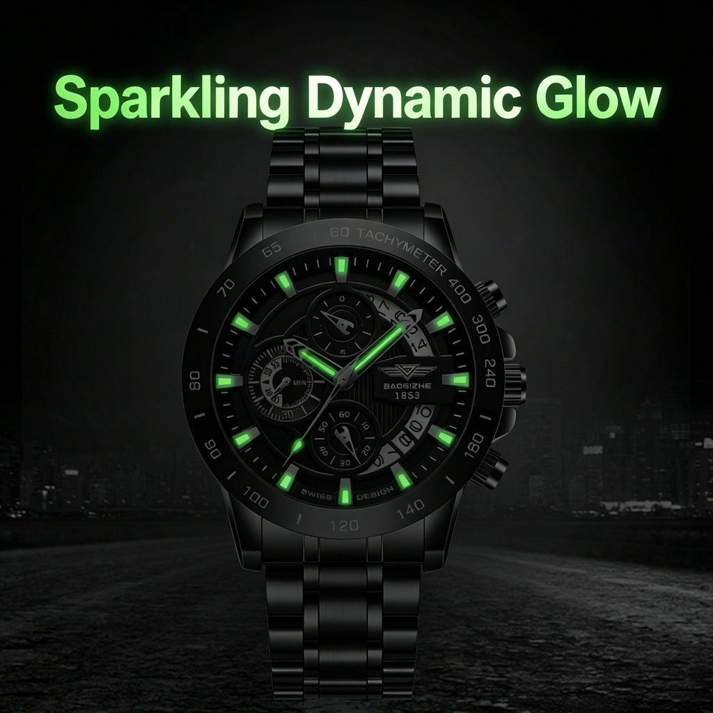 Dizhi Trendy Black Knight Steel Band Men's Fashion Multifunctional Luminous Waterproof Business-Style Quartz Watch