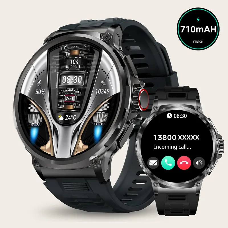 Men's Outdoor Sports Tracking Wristwatch, Step Tracker Watch, Sports Smart Watch, 1.85 Inch Round Screen, 710mah Battery Life, Ip67 Waterproof, Bluetooth-compatible, Compatible with iOSandroid, Sports Tracking Smartwatch
