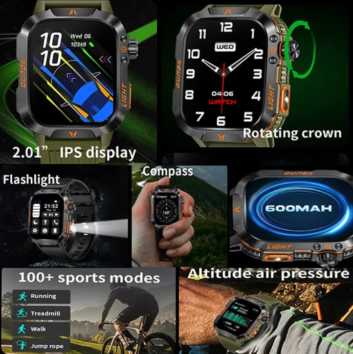 Multifunctional Wearable Smartwatch with LED Light and Screen, Fashionable Digital Watch with Multiple Sports Modes, Smartwatch for Fitness, Wireless Call and Custom Photo Health Tracker, Digital Smart Watches