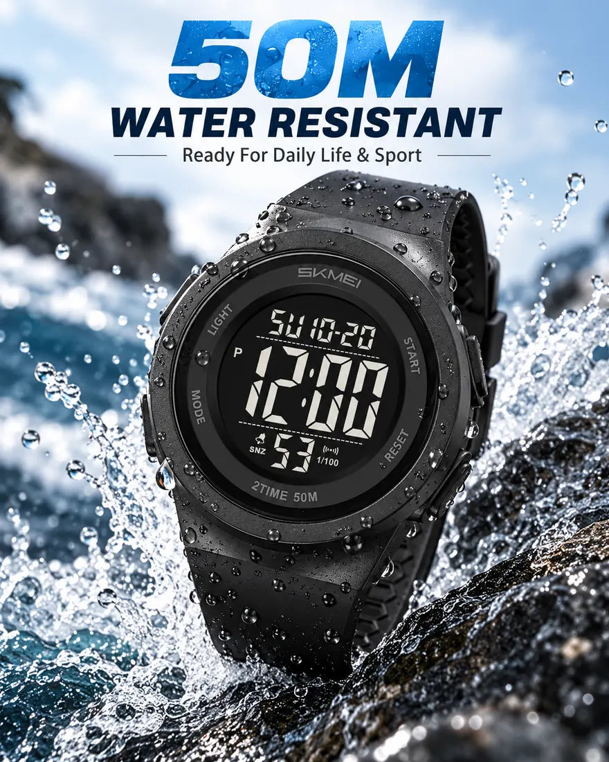 Men's Fashion Digital Watch, Casual Sporty Digital Watch with Luminous Dial & Alarm Mode, Waterproof Watch with Digital Display for Men