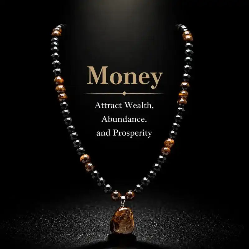 ARPURRAINA Tiger Eye Crystal Necklace, 69cm/27.1in Unisex Sweater Chain Healing Pendant, Abundance-Attracting Jewelry for Women, Theme Party Accessory, Unique Cool Anniversary Gift