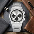Men's Casual Business Analog Chronograph Watch, Classic Stainless Steel Metal Band, Quartz Movement, Analog Face, Round Shape, Mineral Glass, Calendar Date Display, 30M-50M Water Resistant, Clasp Closure