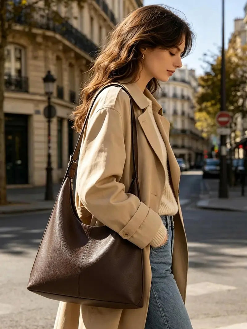 Women's Solid Color PU Leather Shoulder Bag, Simple Large-Capacity Crossbody Bag, Trendy High-quality Daily Commuting Bag, Girl Fashionable Shopping Bag, Fashion Crossbody Bags #GLOBAL PICKS