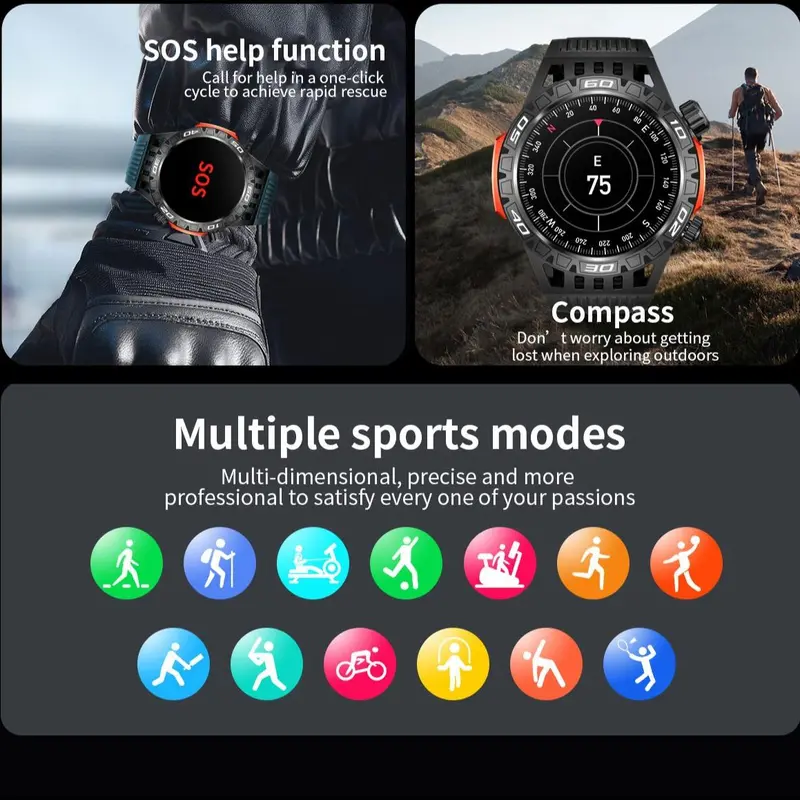 Multifunctional Sports Smart Watch, Fashion Digital Watch with Heart Rate Monitoring and Sleep Tracking, Waterproof Sports Watch for Women & Men