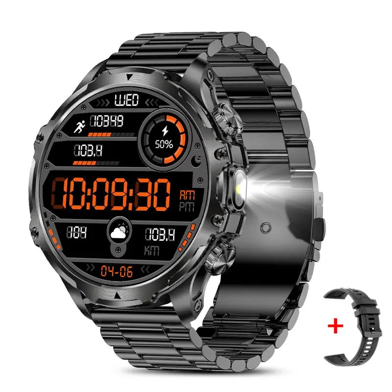 1.85-Inch Large-Screen Smartwatch with Call Answering, Calling, and Message Reminders, Wireless Multifunctional Smart Watch with Spare Silicone Band and Multiple Sports Modes for Men