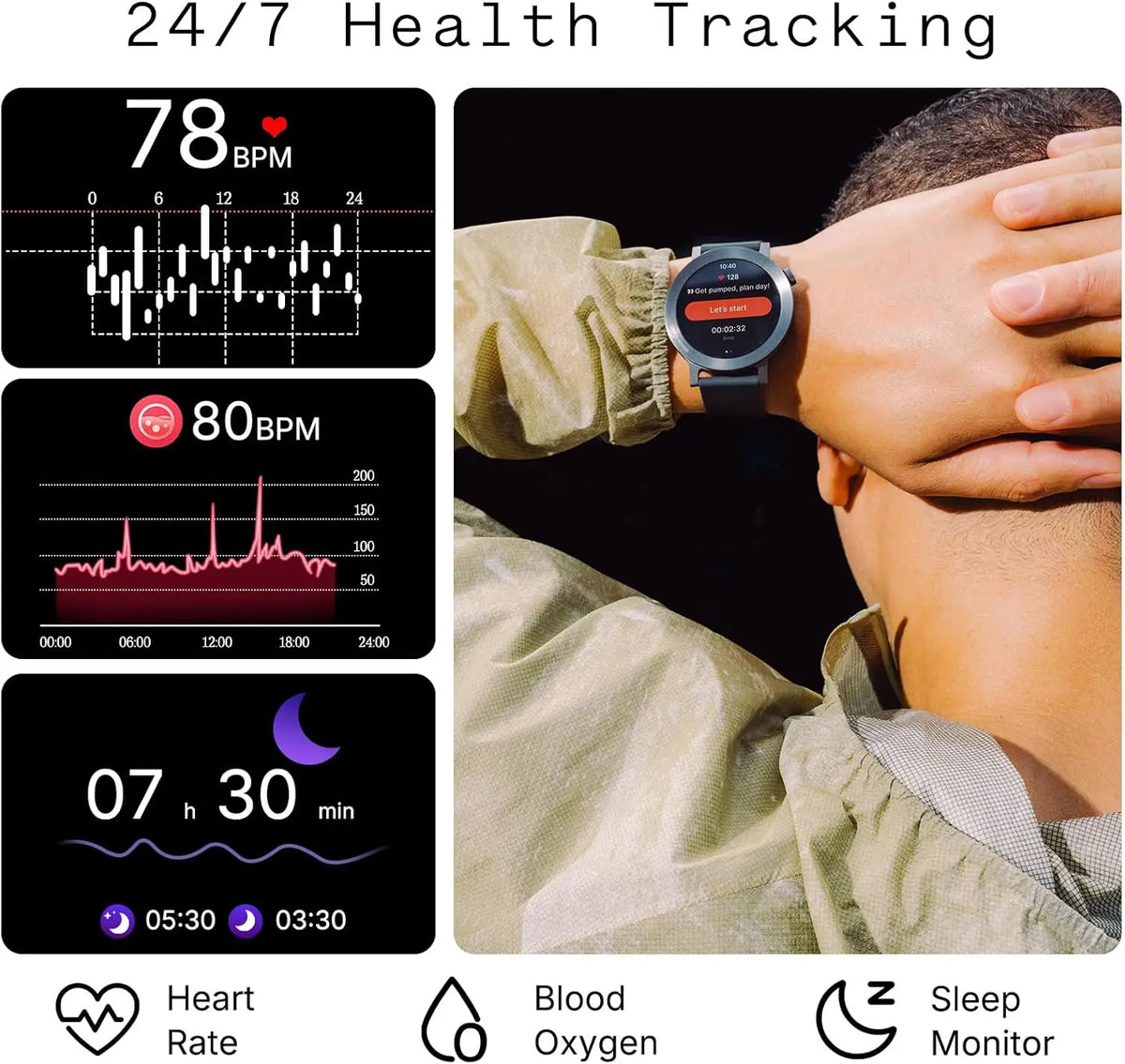 （WhatsApp can be used.）Smart Watch - Men's Accessories, Tech Gadgets for Gym & Running, Bluetooth Call, AI Energy Score, 1.43” Heart Rate Tracker, Sleep Monitor, GPS, 130 Sport Modes, IP68, Android iOS Compatible