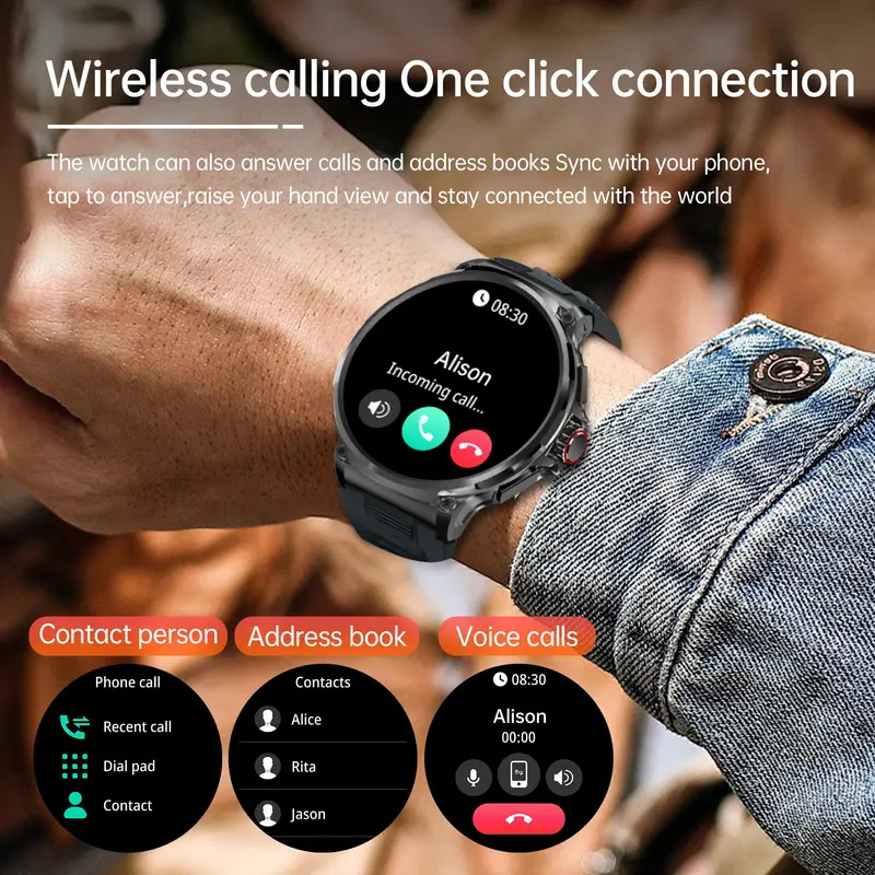 Men's Outdoor Sports Tracking Wristwatch, Step Tracker Watch, Sports Smart Watch, 1.85 Inch Round Screen, 710mah Battery Life, Ip67 Waterproof, Bluetooth-compatible, Compatible with iOSandroid, Sports Tracking Smartwatch