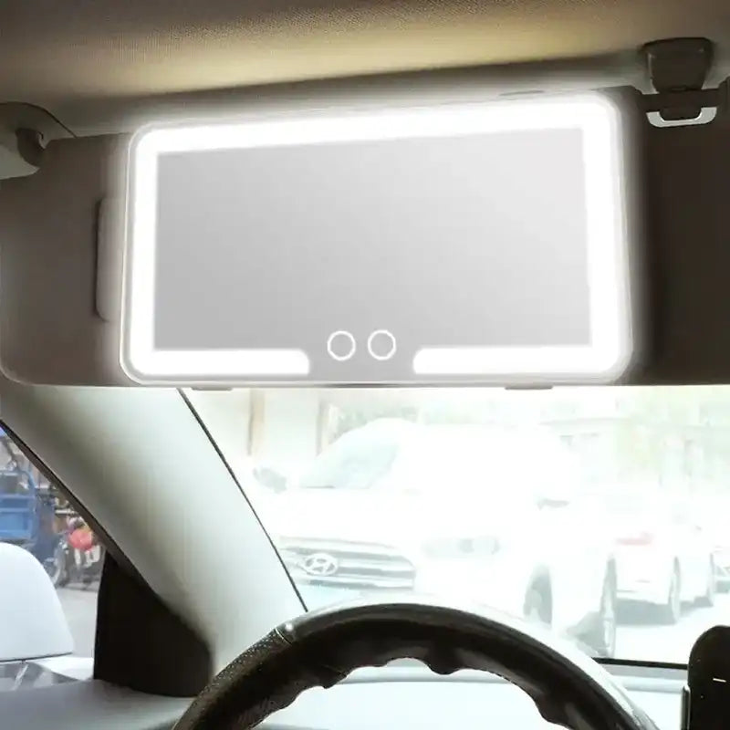 Car Sun Visor Makeup Mirror, LED Touch Screen Adjustable Brightness Auto Interior Makeup HD Mirror, Rechargeable Vanity Mirror,girly car accessories,car stuff Multifunctional Car Led Car Smart Display