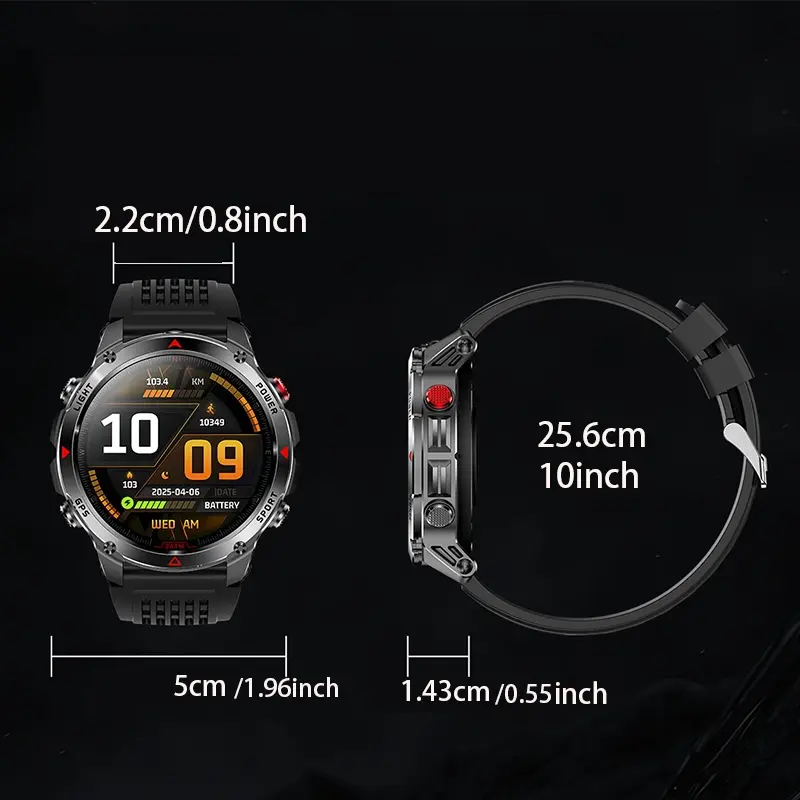 GPS Outdoor Sports Smartwatch, Fitness Tracker with Wireless Calling, 100+ Sports Modes, Calorie Counter, Weather Alerts & LED Compass, Gift for Men and Women, Fitness Smart Watches, Multifunctional Smart Watch