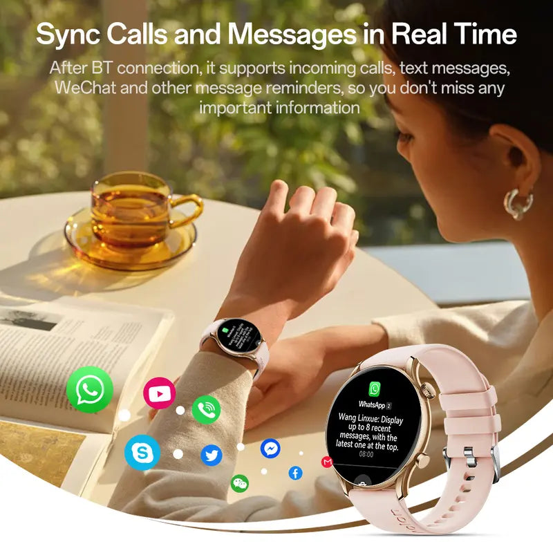 1.43 AMOLED Display, Bluetooth Calls, Fitness & Sleep Tracking, 110+Sport Modes, IP68 Water Resistant, Fast Charging, 120-Hour Battery, iOS & Android, Great Gift for Men & Women.