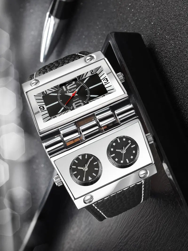 Men's Street Style Rectangle Dial Quartz Watch, Fashionable Stylish Watch, Fashionable Analog Watch, Fashion Watch for Party, Daily Clothing Decor, Trendy All-match Watch for Birthday Gift with Box
