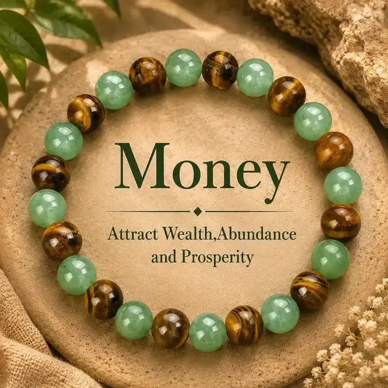 Unisex Tiger Eye & Green Aventurine Beaded Crystal Bracelet - Adjustable Size (5.9-7.87in) Charms for Unisex Wear, Abundance, Wealth-Attracting Adult Costume Jewelry Unscented Anniversary Accessory
