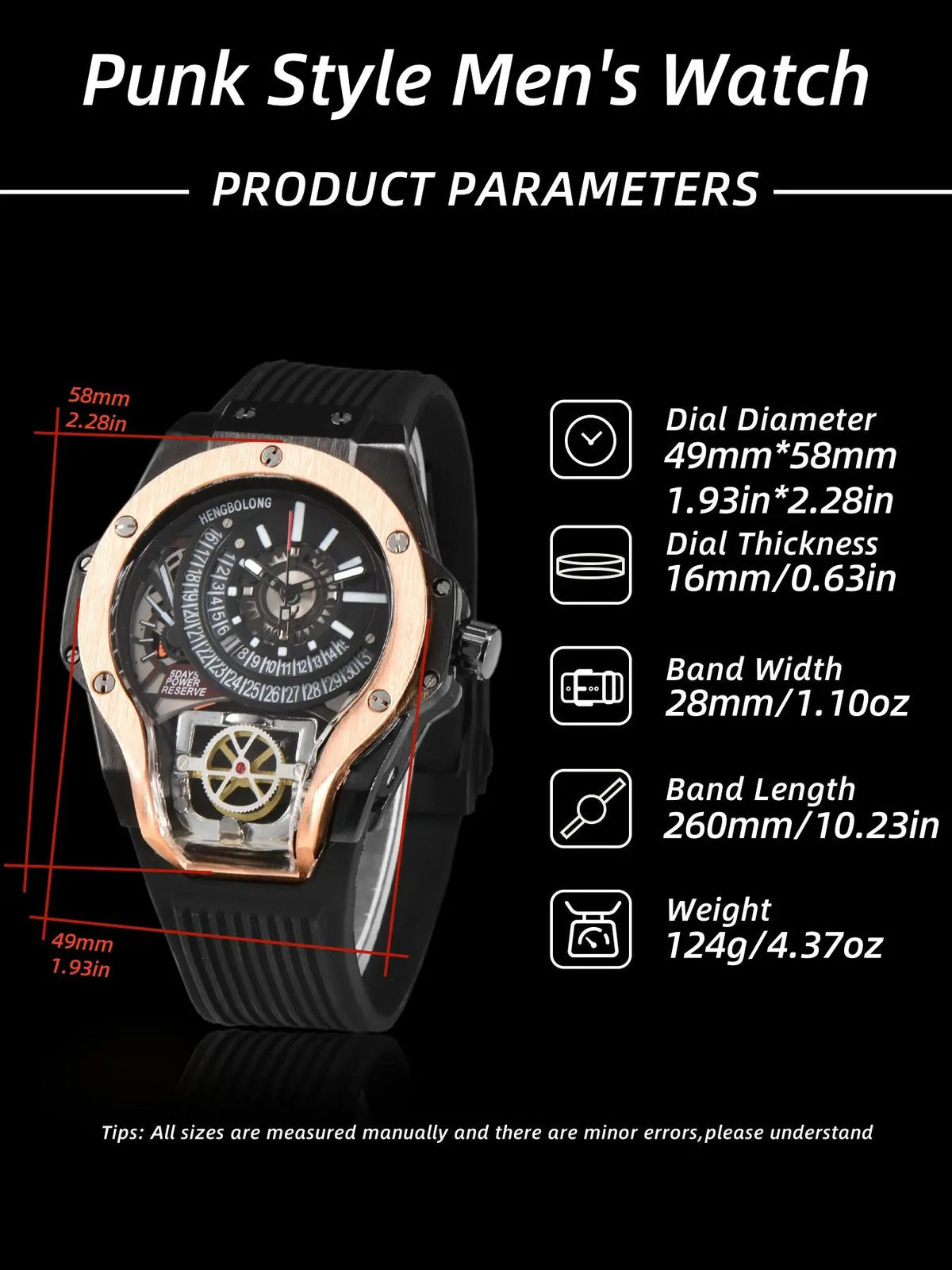 Men's Punk Style Mechanical Design Quartz Watch, Fashion Watch for Party, Daily Clothing Decor, Trendy All-match & Exquisite Watch for Birthday Gift with Box