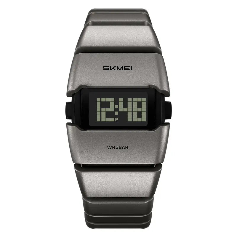SKMEI Men's Multi Function 5ATM Water-Resistant Tonneau Digital Sports Wristwatch, 34.9x37mm Bold Digits, Stopwatch, Alarm, Date, EL Backlight, Chunky ABS Plastic Band, Trendy Urban Fashion Wristwatch for Outdoor Sports & Everyday Wear