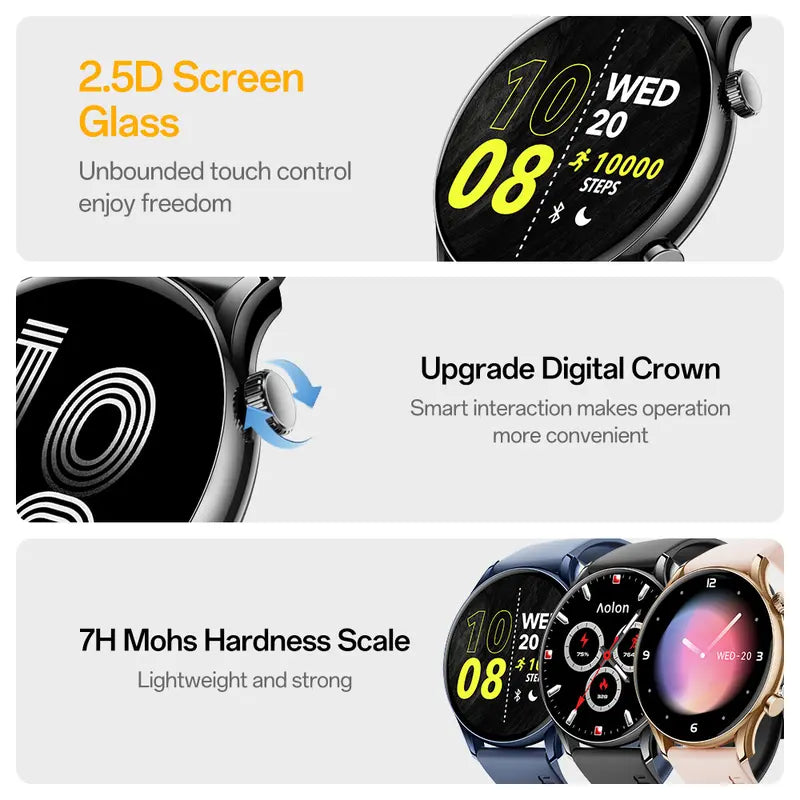 1.43 AMOLED Display, Bluetooth Calls, Fitness & Sleep Tracking, 110+Sport Modes, IP68 Water Resistant, Fast Charging, 120-Hour Battery, iOS & Android, Great Gift for Men & Women.