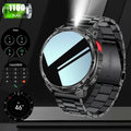 2026 Manly Style Sporty Tech Smart Watch with LED Lights - Men's Accessories, Cool Gadgets, Wireless Calls, Message Reminders, Voice Assistant, Weather Push, Stopwatch Timer, Unique Gifts for Man Compatible with iPhone & Android, Back to School Haul