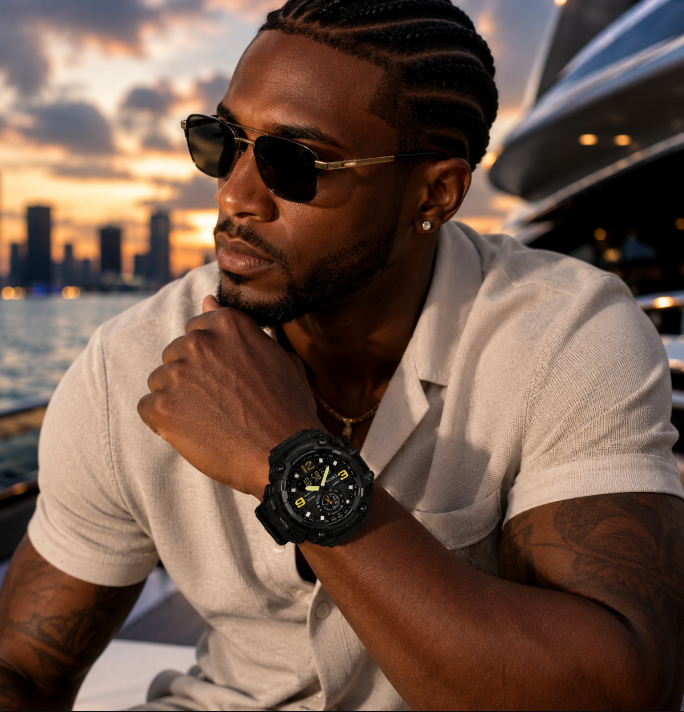 Men's Tactical Analog-Digital Sports Chronograph Watch - 50M Water-Resistant, Large Dual Display, Luminous, Alarm, Adjustable Rubber Strap, 56mm Case, Outdoor Fitness Accessory