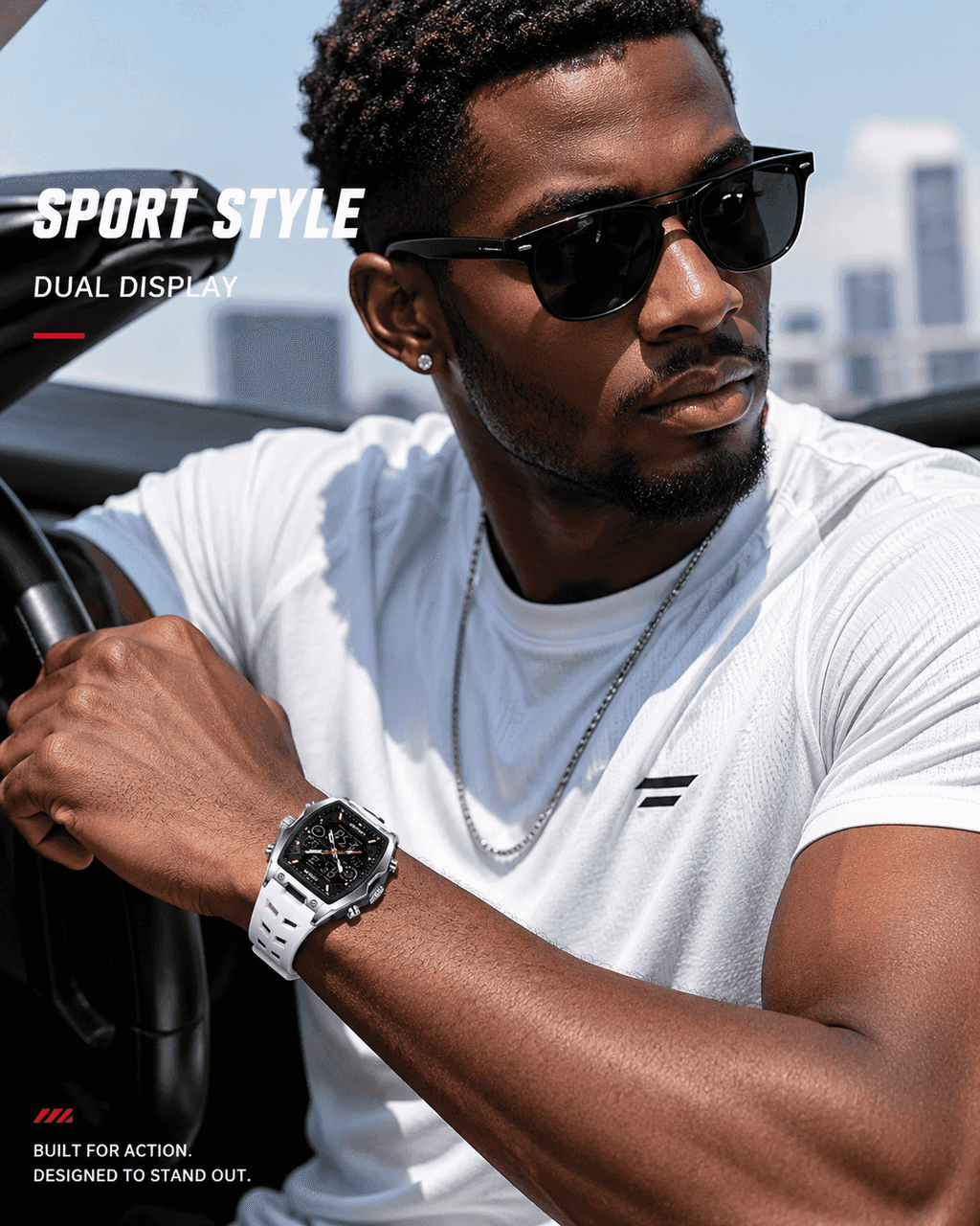 Men's Fashion Quartz Multifunctional Analog Digital Watch, Casual Sporty Multifunction Wristwatch with Luminous Dial and Alarm Mode for Everyday Use