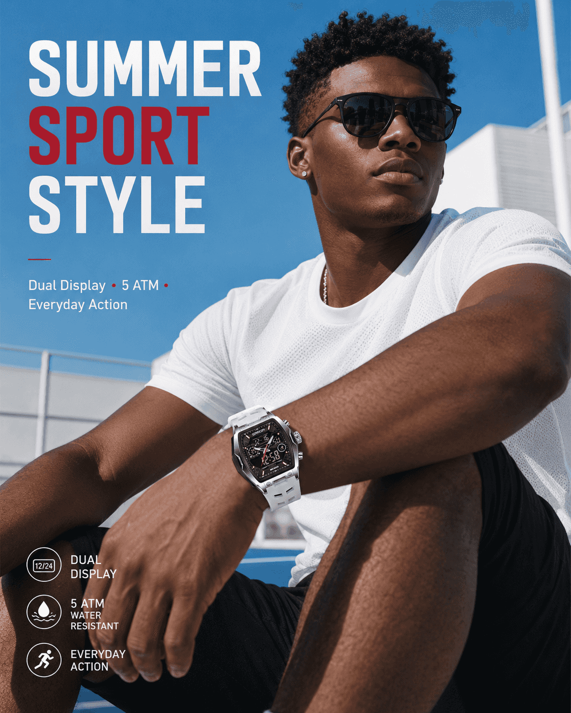 Men's Fashion Quartz Multifunctional Analog Digital Watch, Casual Sporty Multifunction Wristwatch with Luminous Dial and Alarm Mode for Everyday Use