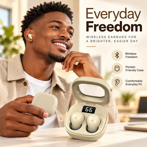 2026New Ultra-Small Invisible Wireless In-Ear Earbuds, 0.08 oz Lightweight Silicone, Noise Cancelling, 25-Hour Battery Life, for Side Sleepers, Cellphones Compatible,  Privacy-Focused