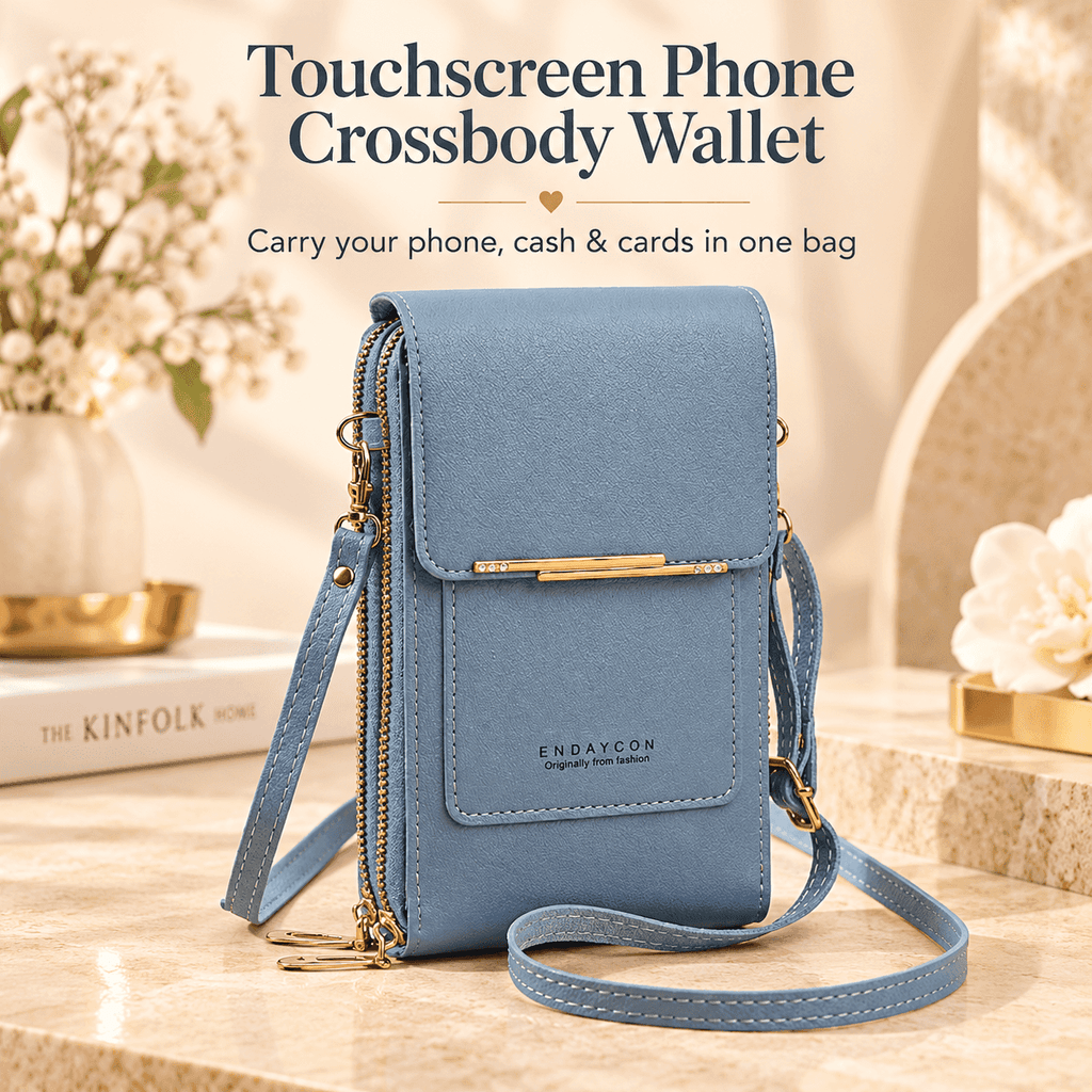 Touchscreen Sensitive Phone Bag with Multiple Colors, Use Phone Without Taking It Out, Clear Window Crossbody Purse with 3 Card Slots & Secure Dual Zipper Wallet