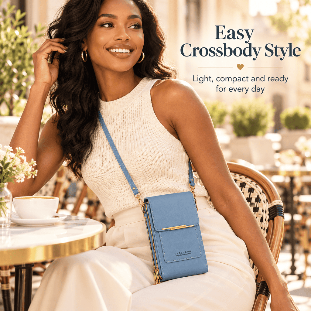 Touchscreen Sensitive Phone Bag with Multiple Colors, Use Phone Without Taking It Out, Clear Window Crossbody Purse with 3 Card Slots & Secure Dual Zipper Wallet