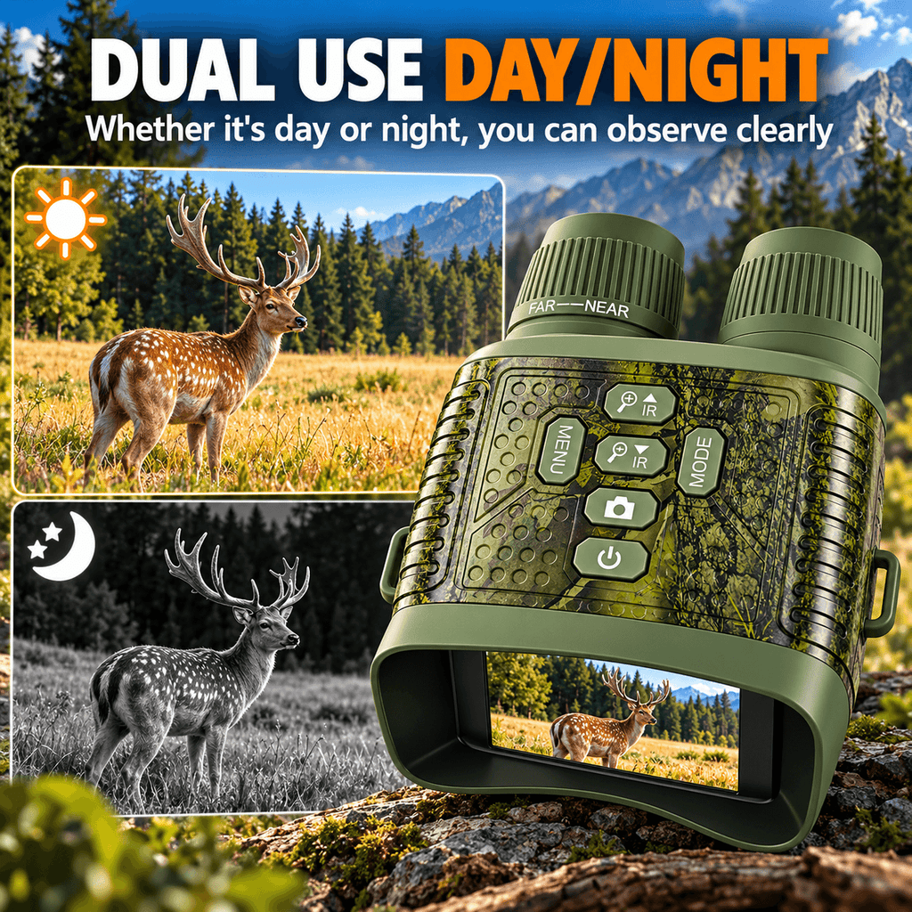 High Powered Night Vision Binoculars - 2000 mAh Battery, 7-Level Infrared, 6X Digital Zoom, Hunt Gear, Cool Outdoor Stuff, Unique Gifts for Man, Birthday Gift, Camping Accessories (Wildlife Observation, Hunting)