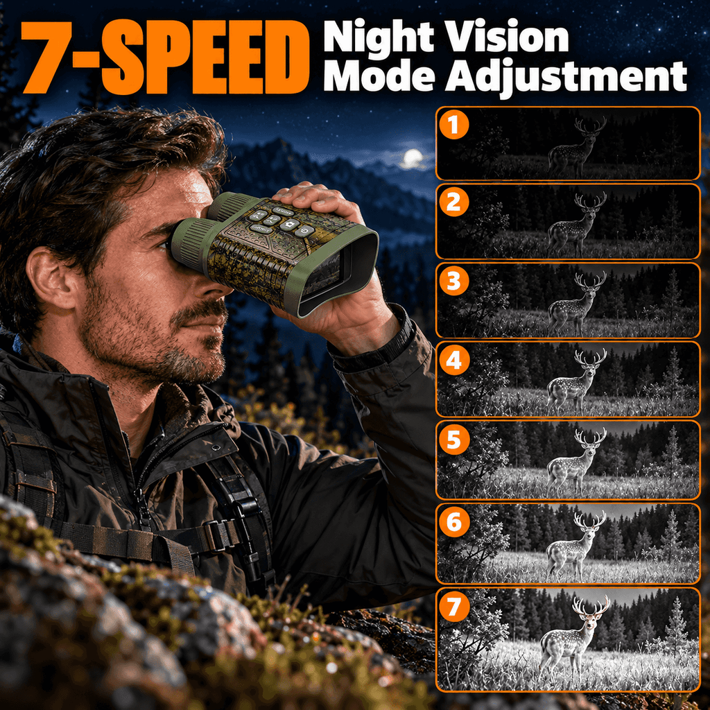 High Powered Night Vision Binoculars - 2000 mAh Battery, 7-Level Infrared, 6X Digital Zoom, Hunt Gear, Cool Outdoor Stuff, Unique Gifts for Man, Birthday Gift, Camping Accessories (Wildlife Observation, Hunting)