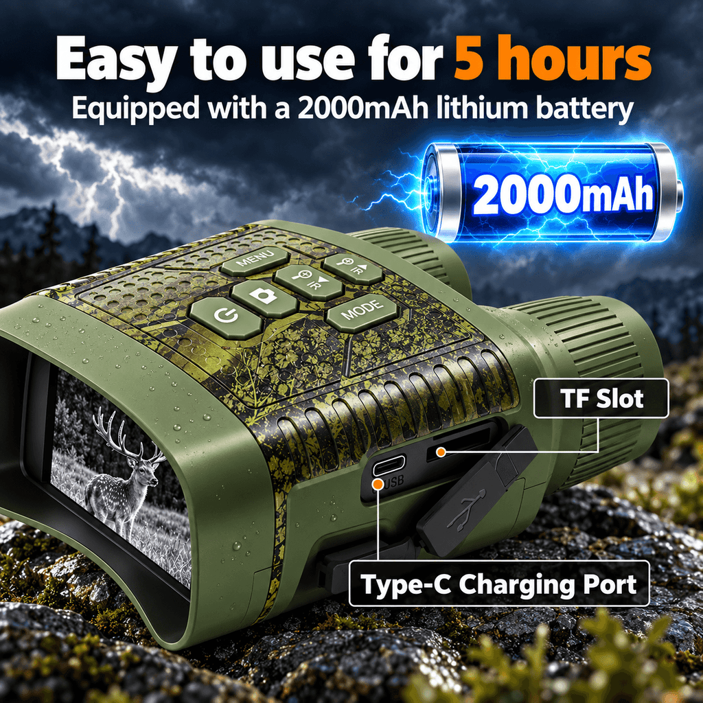 High Powered Night Vision Binoculars - 2000 mAh Battery, 7-Level Infrared, 6X Digital Zoom, Hunt Gear, Cool Outdoor Stuff, Unique Gifts for Man, Birthday Gift, Camping Accessories (Wildlife Observation, Hunting)