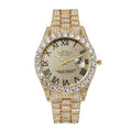 Men's Hiphop Iced Out Rhinestone Watch, 10 in Plated Metal Cuban Chain Band with Roman Numerals, Statement Jewelry Accessories, Birthday Gifts for Him, Men's Stuff