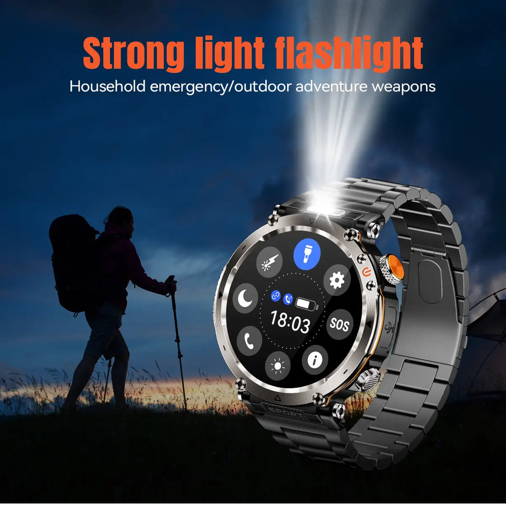 New 2026 Manly Style Smart Sports Watch LED Lights Wireless Calling Message Reminders Sports Mode Voice Assistant Weather Push Stopwatch Timer Smartwatch For Men Compatible With Android iPhone Phones