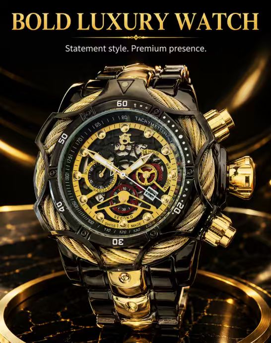 Luxury Men's High End Fashionable Stylish Quartz Watches Analog Watch High Aesthetic Light Luxury Fashion Casual Versatile Punk Style Stainless Steel Large Dial Gift Box Included