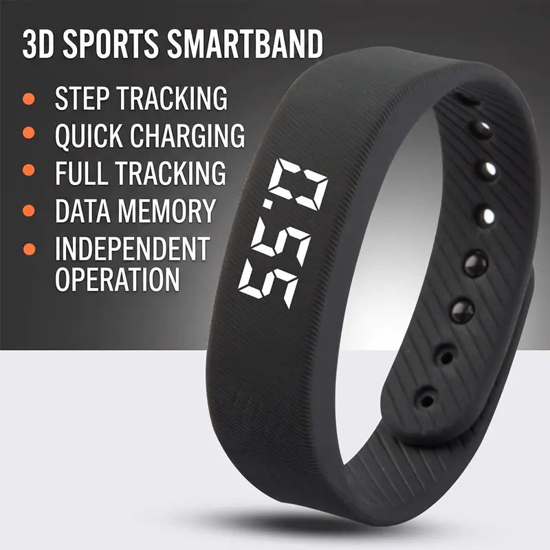 Fitness Tracker with Silent Alarm, Waterproof Band, Step Counter, Built-in USB Plug - No Cables Needed, Ideal for Gym & Travel
