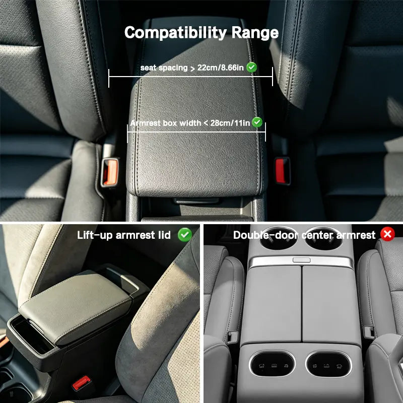 Car Armrest Cushion,5-in-1 Center Console Cover with 2 Storage Bags Cup Holder, Tissue Box Slot, Phone Slot for Sedans, Car Accessories Interior Organizers