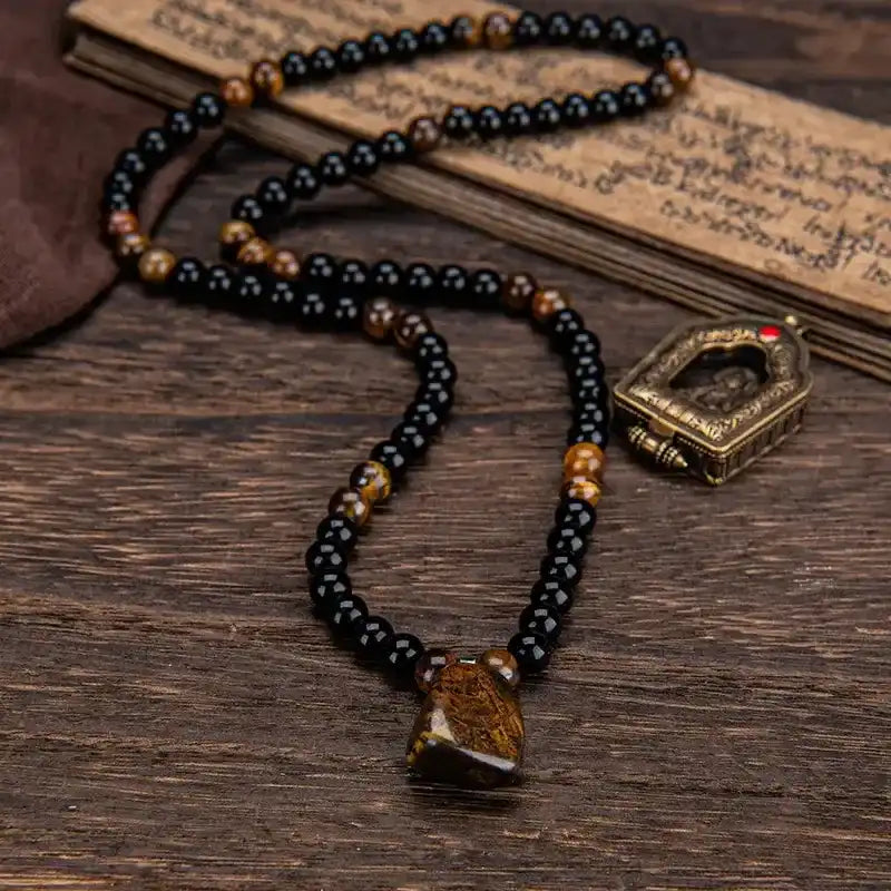 ARPURRAINA Tiger Eye Crystal Necklace, 69cm/27.1in Unisex Sweater Chain Healing Pendant, Abundance-Attracting Jewelry for Women, Theme Party Accessory, Unique Cool Anniversary Gift